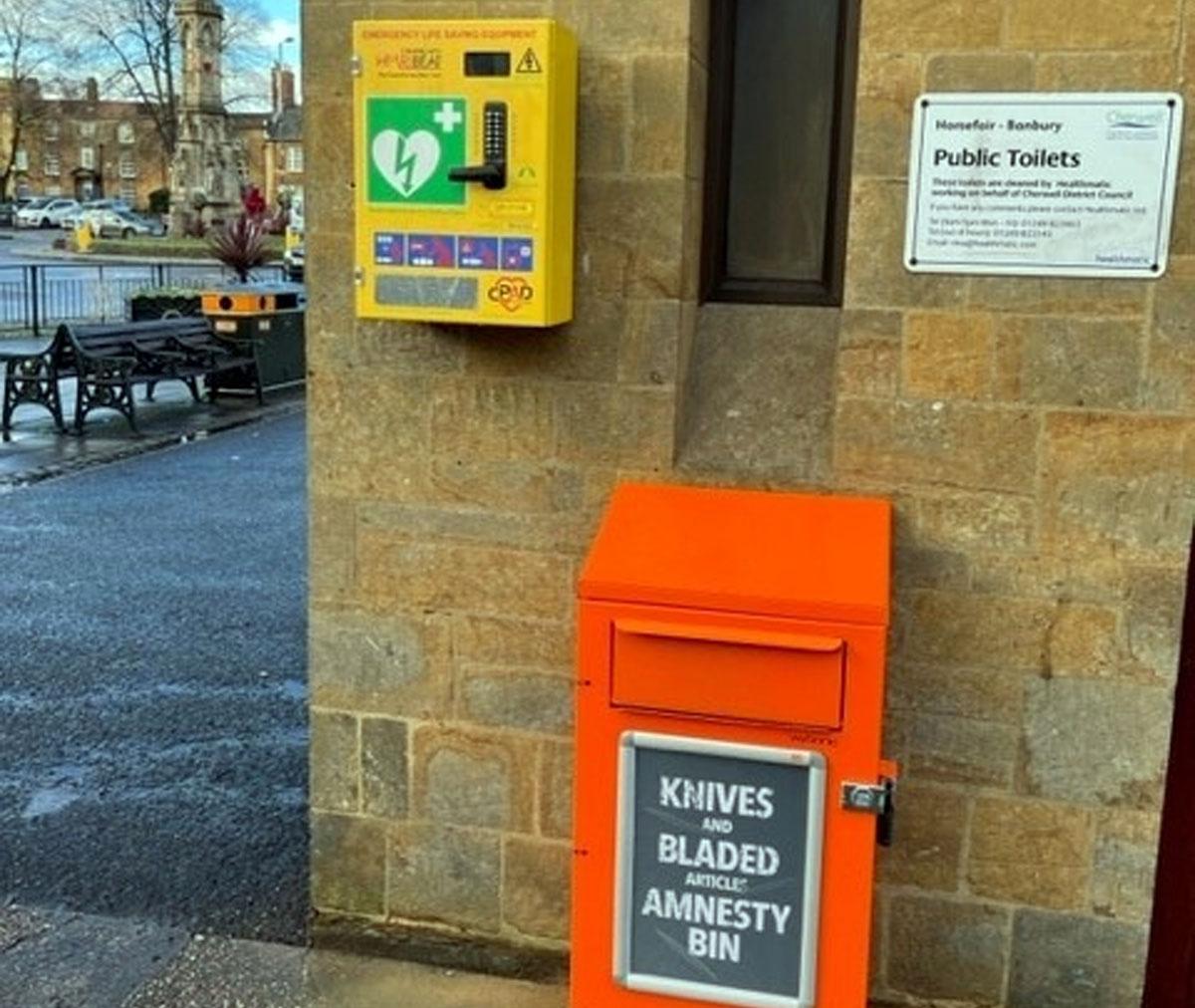 Banbury town centre knife amnesty bin installed Banbury FM
