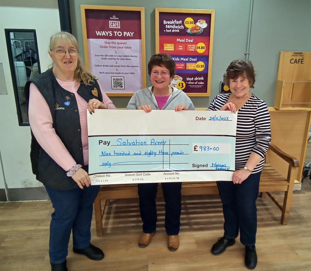 Morrisons staff and customers raise £983 for the Salvation Army